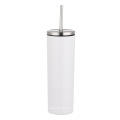 Hot selling 20oz Stainless Steel Double Walled Insulated Vacuum Straight Slim Tumbler Cup with steel Lid and Straw